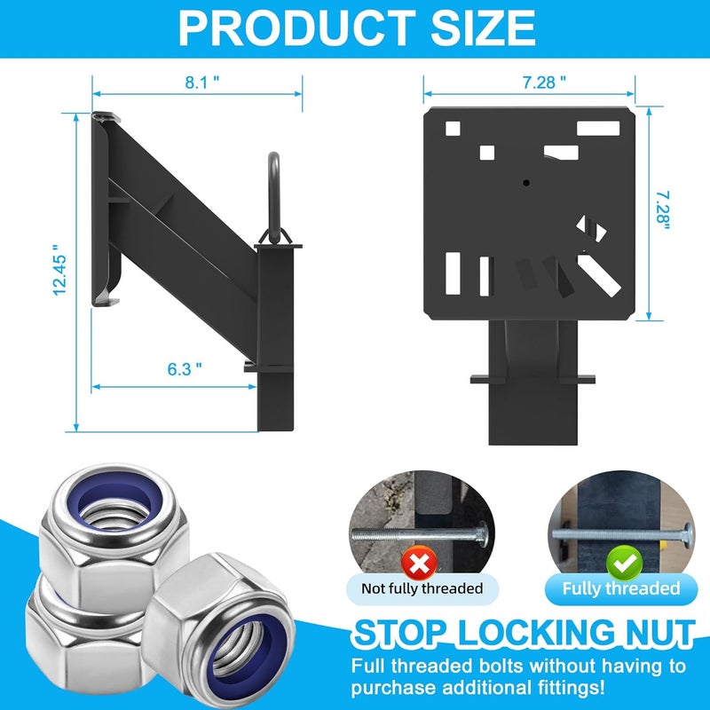 MY RUSTIC Stake Pocket Spare Tire Carrier,Spare Tire Mount Bracket for Trailer or Large Truck Engineering Vehicle,Fits 5 & 6 & 8 Lugs Wheels on 4.5'',4.75'',5.0",5.32",5.5",6.5",6.7",7.1" or 7.9" Bolt Patterns - Image 4